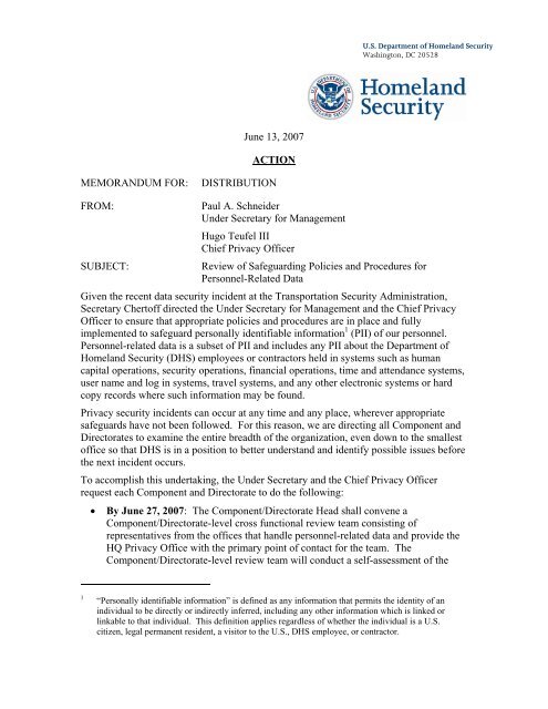 DHS Action Memorandum Homeland Security