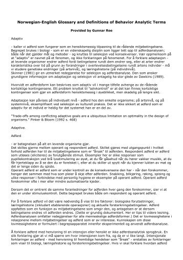 Norwegian-English Glossary and Definitions of Behavior Analytic ...