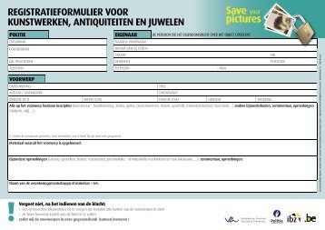 Registratieformulier voor kunstwerken, antiquiteiten en juwelen