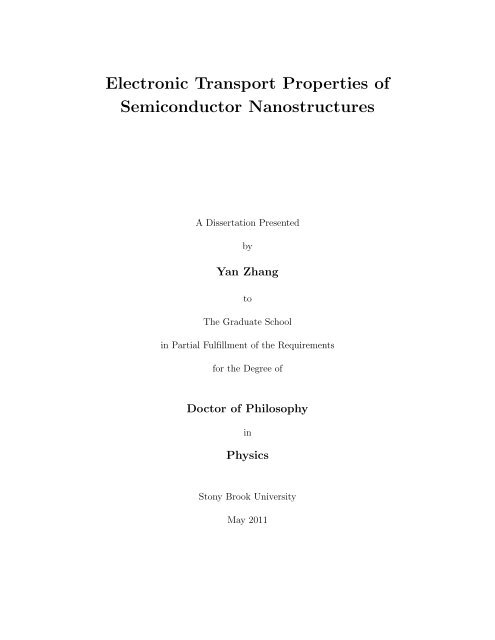 Electronic Transport Properties of Semiconductor Nanostructures