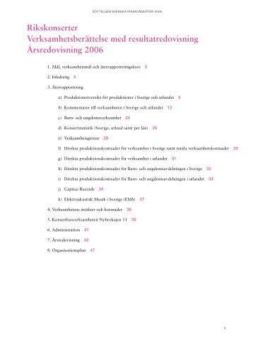 SRK verksamhetsberättelse 2006 - Rikskonserter