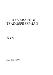 eesti vabariigi teaduspreemiad 2010. issn 1406-2321