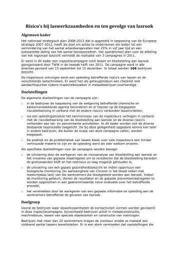 Risico's bij laswerkzaamheden en ten gevolge van lasrook - BeSWIC