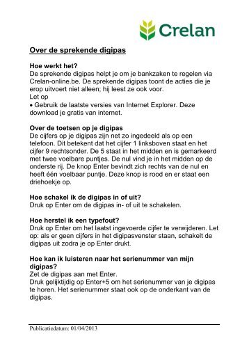 Over de sprekende digipas - Crelan
