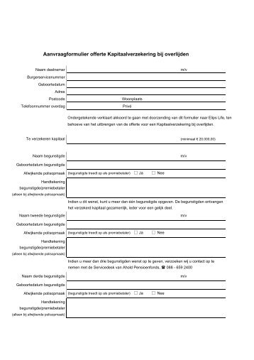 Offerte Kapitaalverzekering bij overlijden - Ahold Pensioenfonds