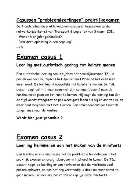 Examen casus 1 Examen casus 2 - platform vmbo Transport en ...