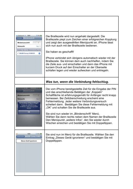 iphone BAUM Braillezeile mit iphone verbinden