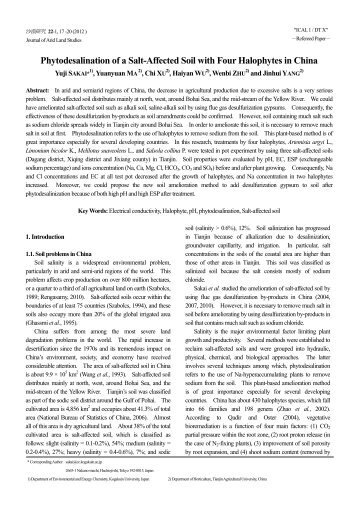 Phytodesalination of a Salt-Affected Soil with Four Halophytes in ...