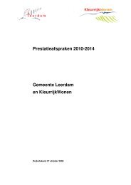 Prestatieafspraken 2010-2014 Gemeente Leerdam en KleurrijkWonen