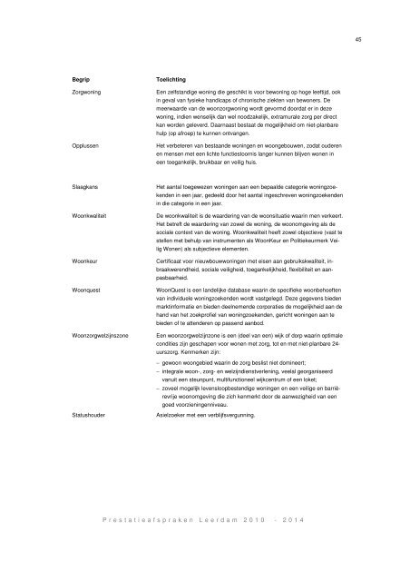 Prestatieafspraken 2010-2014 Gemeente Leerdam en KleurrijkWonen