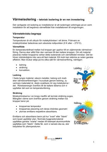 Värmeisolering – teknisk isolering är en ren investering ... - SBUF