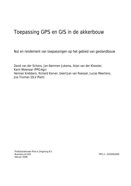 Rapport Toepassing GPS en GIS in de akkerbouw - Kennisakker.nl