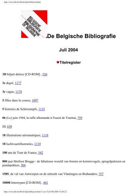 De Belgische Bibliografie - Koninklijke Bibliotheek van België