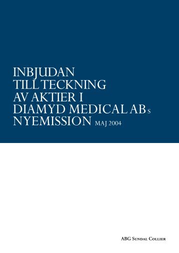 inbjudan till teckning av aktier i diamyd medical abs nyemissionmaj ...