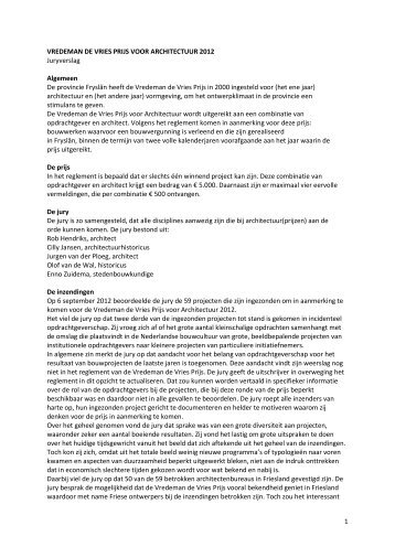 Juryrapport Vredeman de Vriesprijs 2012 - Architectuur Lokaal