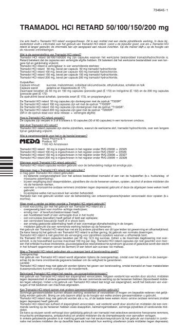 TRAMADOL HCl RETARD 50/100/150/200 mg - Meda Pharma