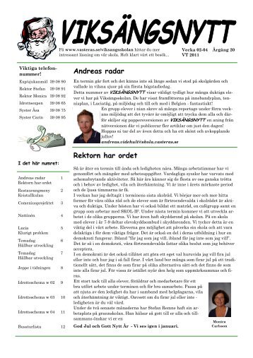 Andreas radar Rektorn har ordet - Västerås stad