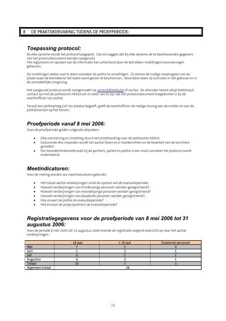 Consulteer eveneens het draaiboek - PolitieZone HEKLA