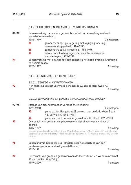 Gemeente Egmond, 1988-2000 - rubriek - Regionaal Archief Alkmaar