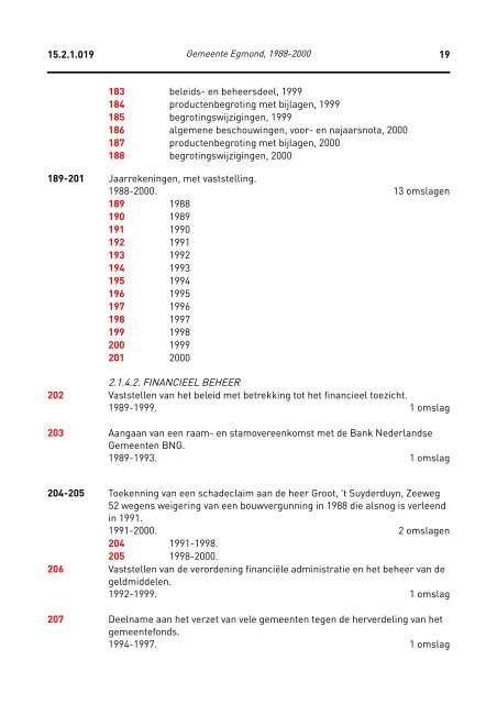 Gemeente Egmond, 1988-2000 - rubriek - Regionaal Archief Alkmaar