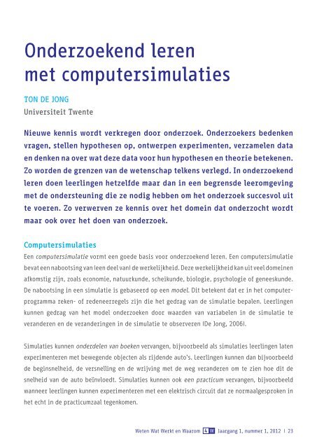 Onderzoekend leren met computersimulaties - 4W Weten Wat Werkt ...