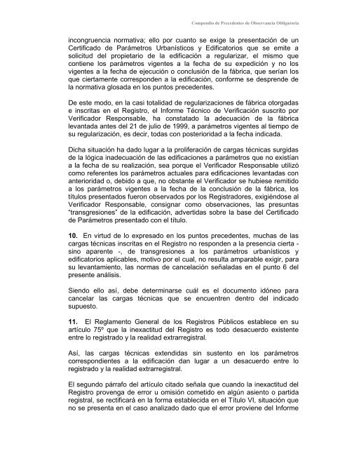 Compendio de Precedentes de Observancia Obligatoria - Sunarp