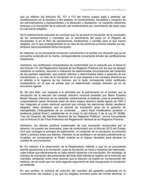 Compendio de Precedentes de Observancia Obligatoria - Sunarp