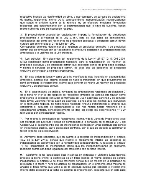 Compendio de Precedentes de Observancia Obligatoria - Sunarp