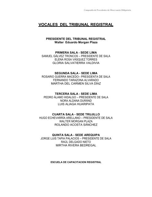 Compendio de Precedentes de Observancia Obligatoria - Sunarp