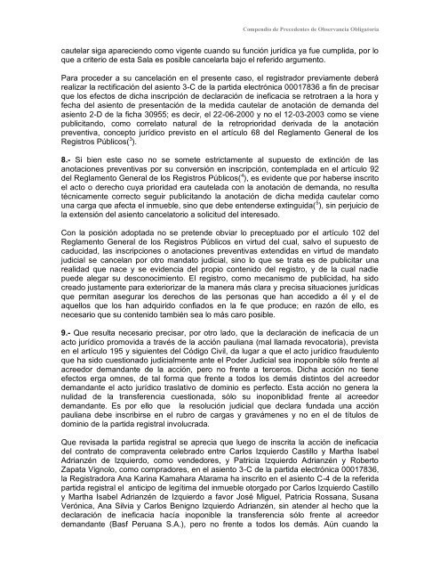 Compendio de Precedentes de Observancia Obligatoria - Sunarp