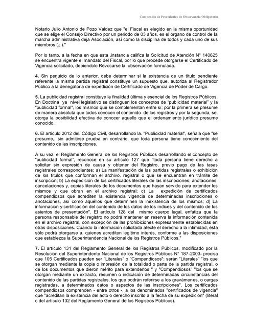 Compendio de Precedentes de Observancia Obligatoria - Sunarp