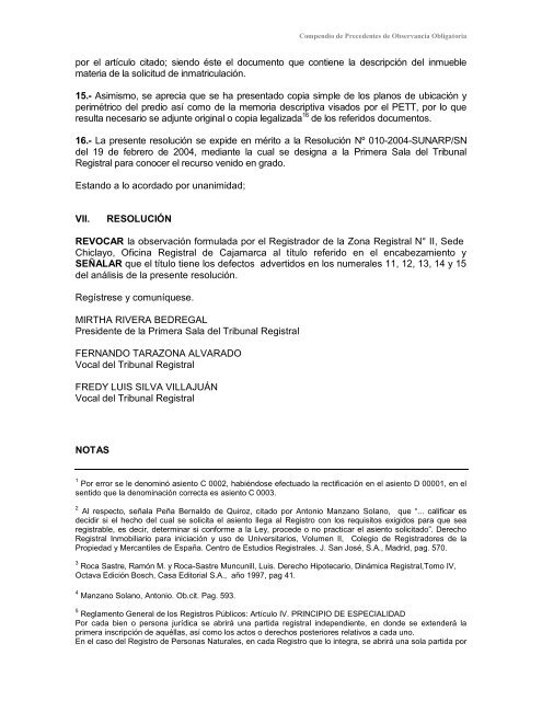 Compendio de Precedentes de Observancia Obligatoria - Sunarp