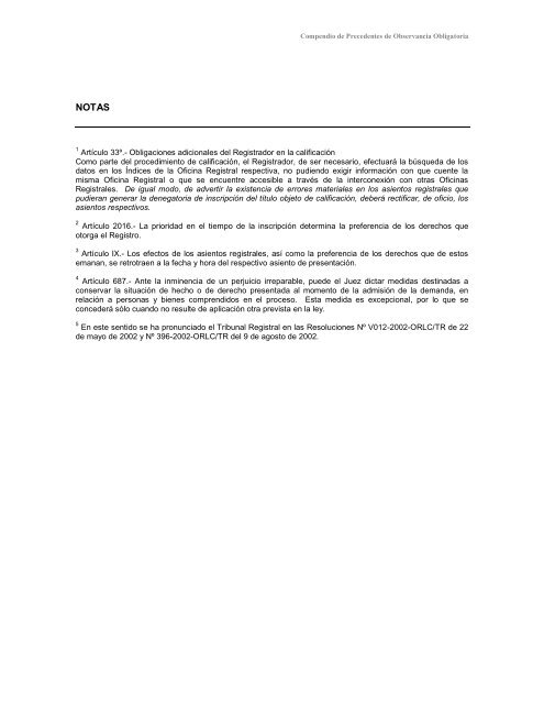 Compendio de Precedentes de Observancia Obligatoria - Sunarp