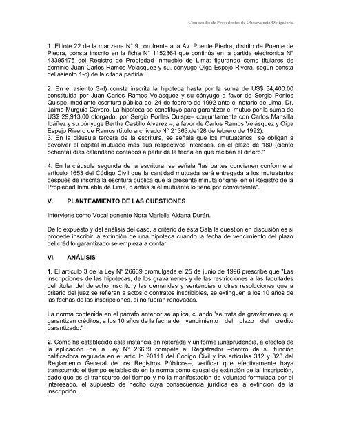 Compendio de Precedentes de Observancia Obligatoria - Sunarp