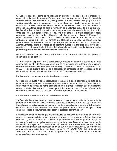 Compendio de Precedentes de Observancia Obligatoria - Sunarp