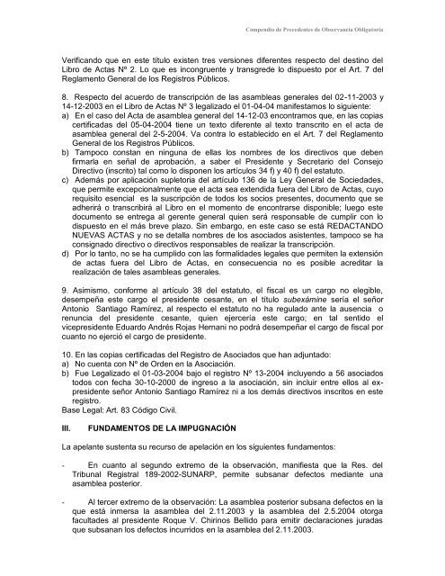 Compendio de Precedentes de Observancia Obligatoria - Sunarp