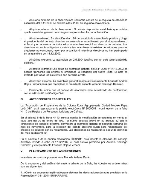 Compendio de Precedentes de Observancia Obligatoria - Sunarp