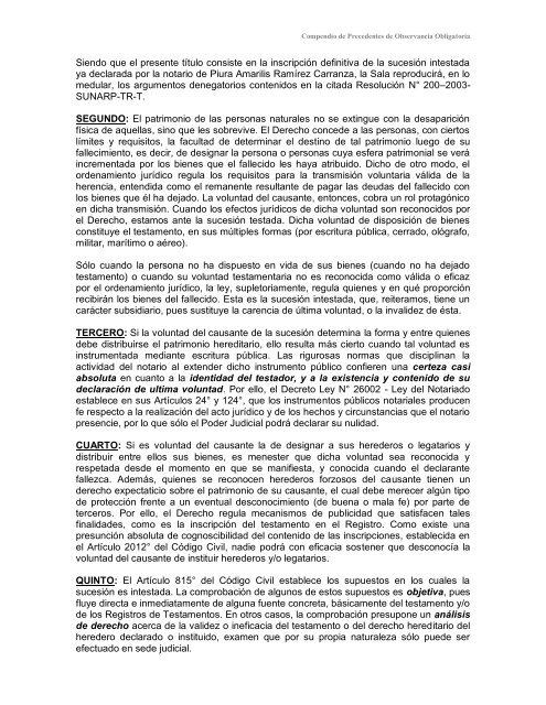 Compendio de Precedentes de Observancia Obligatoria - Sunarp