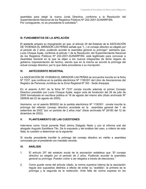 Compendio de Precedentes de Observancia Obligatoria - Sunarp