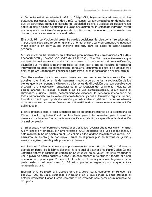 Compendio de Precedentes de Observancia Obligatoria - Sunarp