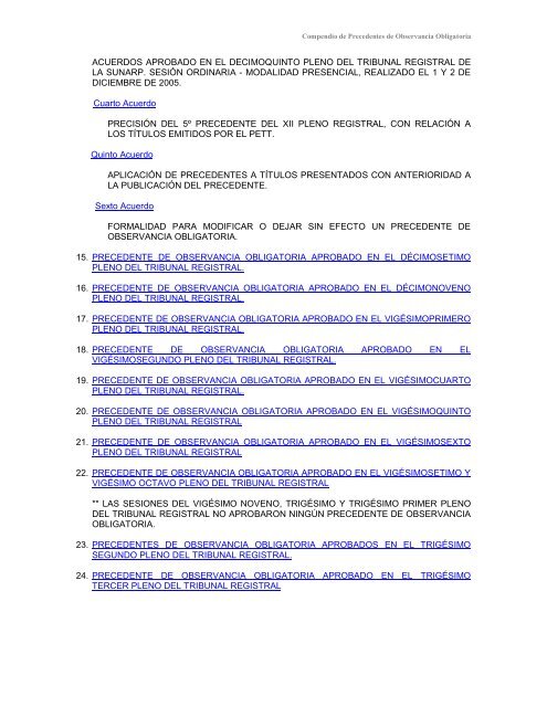 Compendio de Precedentes de Observancia Obligatoria - Sunarp