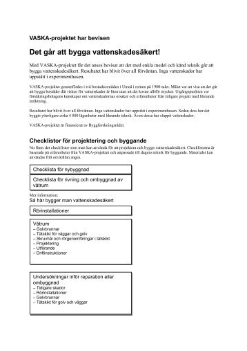 Bygg vattenskadesäkert - Formas