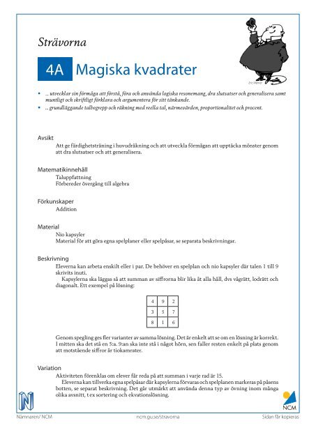 Magiska kvadrater 4A - Ncm - Göteborgs universitet