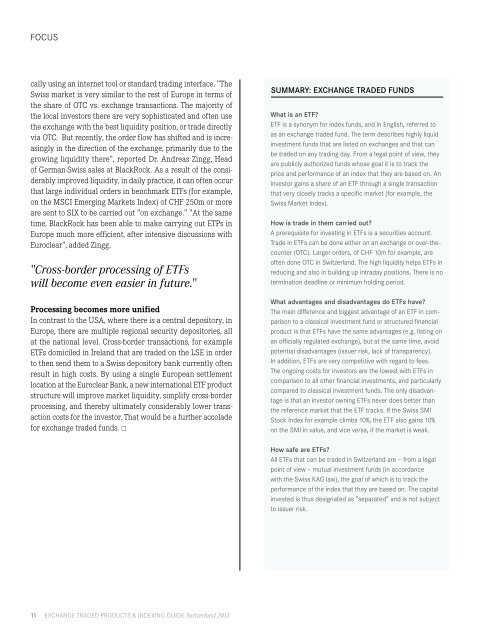 Exchange Traded Products & Indexing Guide Switzerland 2013