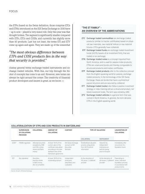 Exchange Traded Products & Indexing Guide Switzerland 2013