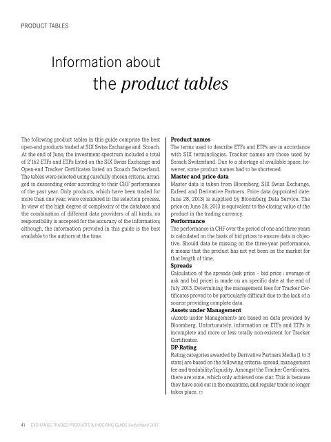 Exchange Traded Products & Indexing Guide Switzerland 2013