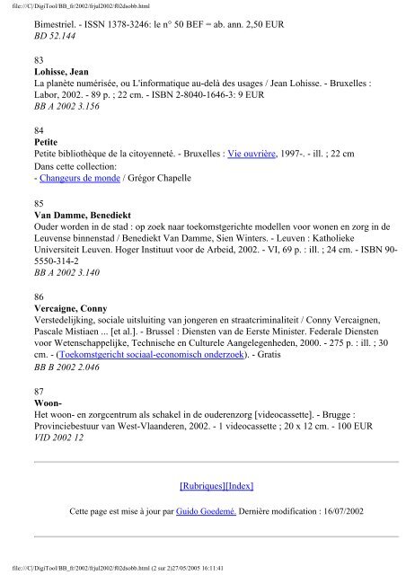 La Bibliographie de Belgique - Koninklijke Bibliotheek van België