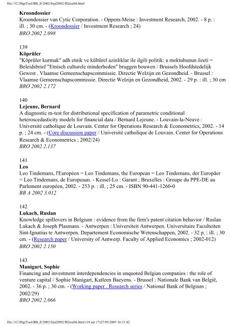 La Bibliographie de Belgique - Koninklijke Bibliotheek van België