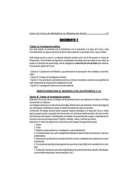 Curso Mediador en marginacion e inadaptacion social. Guia Didactica