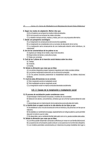 Curso Mediador en marginacion e inadaptacion social. Guia Didactica